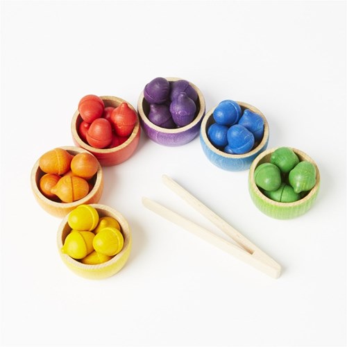 Grapat juguete de madera set de cuencos y bellotas - educativo