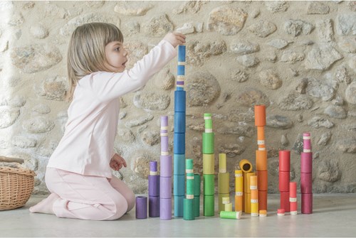Grapat - Set de juego Lola - Juguete de madera 72 piezas arcoíris-3