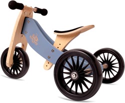 Kinderfeets Bicicleta de equilibrio y triciclo de madera 2 en 1 Tiny Tot Plus - Azul pizarra