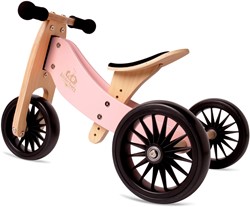 Kinderfeets Bicicleta de equilibrio y triciclo de madera 2 en 1 Tiny Tot Plus - Rosa