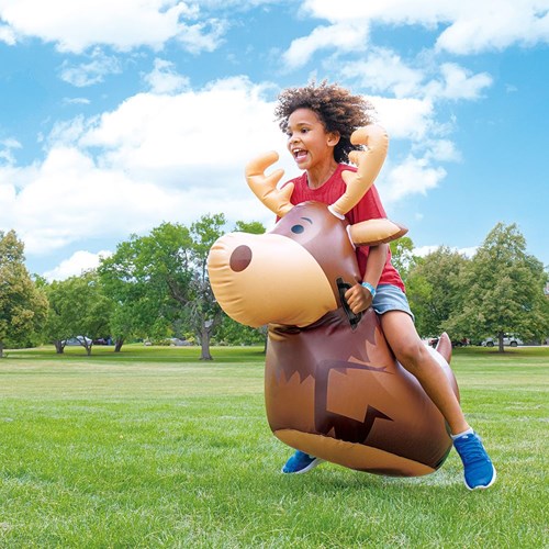 DoUPlay animal saltarín alce hinchable para niños, juguete resistente-2