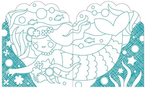 Petit Collage libro para colorear con pegatinas - sirenas para niños-2