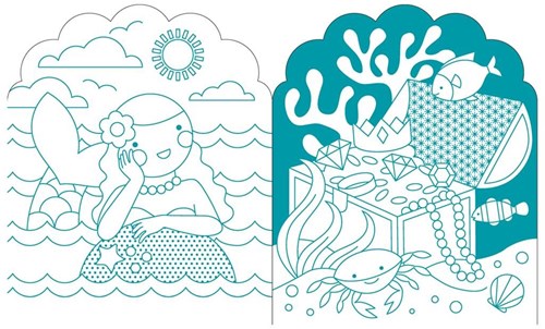 Petit Collage libro para colorear con pegatinas - sirenas para niños