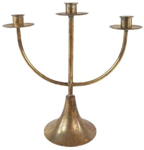 HBX natural living candelabro metal oro 3 brazos decoración lujo 30cm