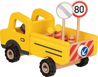 Goki camión de madera vehículo de construcción con señales de tráfico 7 piezas-2