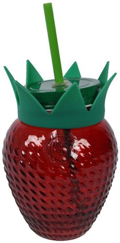 Drinkglas Aardbei met rietje glas 450ml