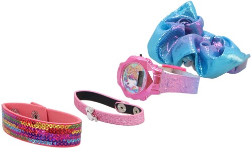 Accutime reloj infantil Barbie LCD con accesorios y scrunchie set regalo-2