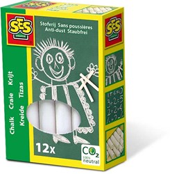SES Creative tizas blancas para pizarra 12 unidades sin polvo lavables