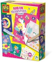 Ses set creativo rub on transfers tarjetas con pegamento glitter para niños