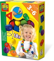 Ses juego de ensartar Montessori - cuentas de madera juguete sensorial 18 piezas