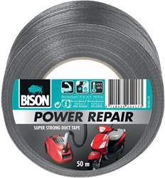 Bison cinta adhesiva gris 50 metros - cinta de reparación súper resistente para interior y exterior
