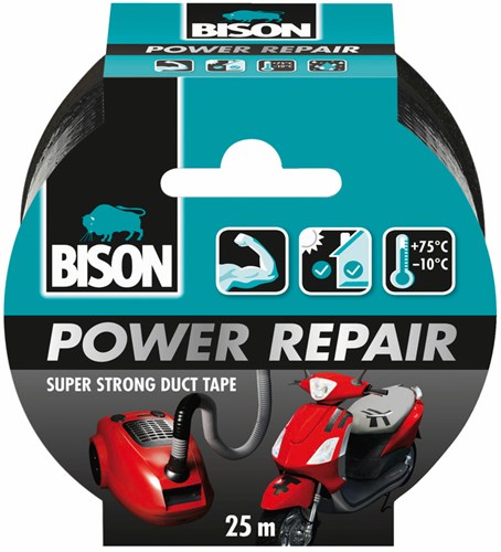 Bison cinta adhesiva Power Repair negra - cinta fuerte rollo 25 metros