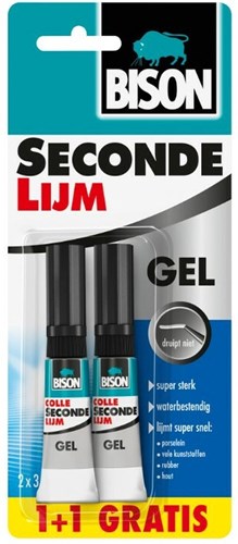Bison pegamento gel instantáneo - adhesivo fuerte para varios materiales - 3g 1+1 gratis