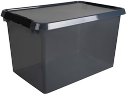 Caja de almacenamiento Comfortline gris negro 62L plástico con cierre de clip