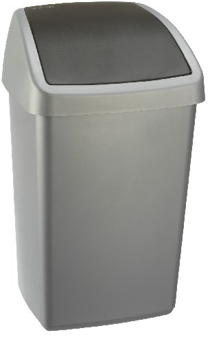 Sunware cubo de basura Delta 50L con tapa oscilante plástico gris plateado