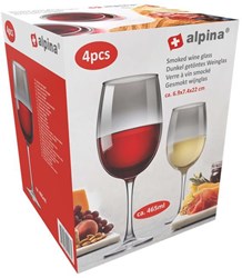 Alpina copa de vino tinto smoke 465ml set de 4 copas para vino