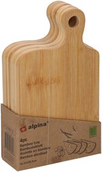 Alpina bandeja para servir de bambú multicolor set 4 piezas accesorio cocina