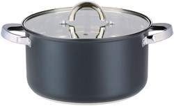 Alpina olla inducción con tapa 24cm 6,1L - acero inoxidable negro