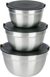 Alpina Juego de cuencos de acero inoxidable con tapa - 3 piezas - Bol de cocina
