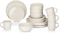 Alpina vajilla cerámica 16 piezas crema para 4 personas - apta para lavavajillas