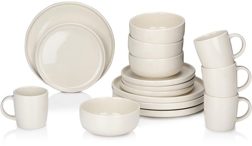 Alpina vajilla cerámica 16 piezas crema para 4 personas - apta para lavavajillas