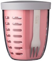 Mepal recipiente para fruta Ellipse - Nordic pink - 600 ml - con tenedor - sin BPA