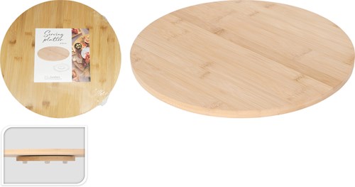 Bandeja giratoria servir bambú 35cm tabla marrón redonda