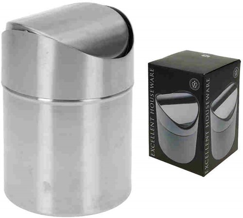 Koopman cubo de basura de mesa acero inoxidable 1,5 litros plata - papelera de mesa