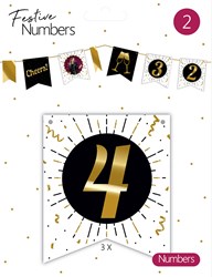 Accesorio de banderín número 4 cartón blanco 3 piezas decoración cumpleaños