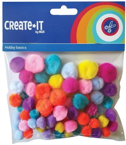 Pompoms set creativo Bright Mix felpa 75 piezas juguete creativo
