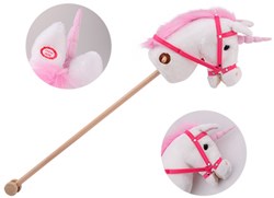 Johntoy caballo de palo unicornio con sonido - caballo de peluche blanco