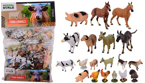 Johntoy animales de granja set de juguete 20 piezas en bolsa plástico