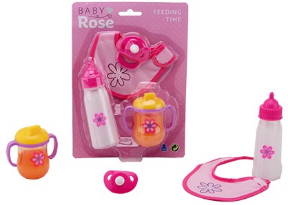 Baby Rose Etenstijd poppenspeelset, 4 delig