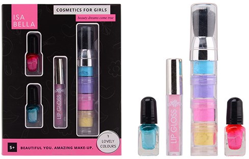 Johntoy set de maquillaje Isabella brillo de labios esmalte para niños