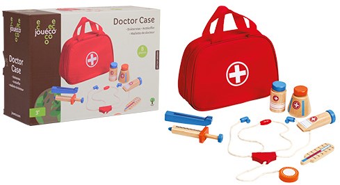 Jouéco maletín de doctor juguete de madera con 11 accesorios juego de rol