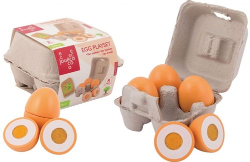 Jouéco set de huevos de madera - juguete educativo para niños-2