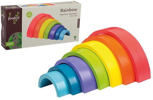 Jouéco arco iris de madera torre apilable 7 piezas juguete Montessori