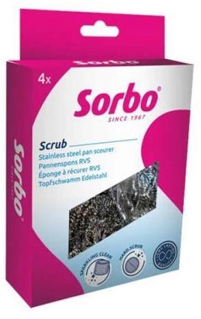 Sorbo estropajo para ollas acero inoxidable - esponja abrasiva para ollas y bandejas - 4 unidades