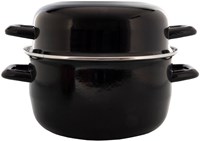 Svenska Living olla para mejillones esmaltada 24 cm negra - cazuela para mejillones