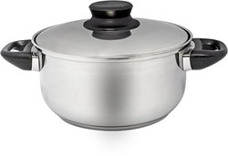 Batería de cocina cazo acero inoxidable 18 cm mango baquelita negro
