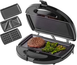 Tomado multigrill negro 3-en-1 grill sandwichera gofrera 750W cocina