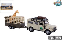 Coche de juguete Land Rover con remolque de jirafa die cast 29cm Kids Globe