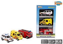 Set de regalo Die-Cast vehículos de emergencia coches de juguete 3 piezas con luz y sonido
