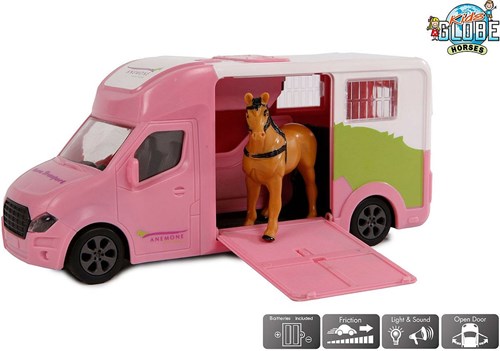 Camión de caballos die cast rosa con luz y sonido 20cm juguete