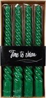 Van Manen set de velas de mesa twist verde pino 4 unidades