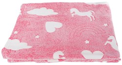 Plaid unicornio manta de forro polar Glow In The Dark 100x150cm rosa