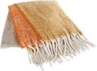 Van Manen plaid Cosy manta crema naranja ocre 120x150cm tela