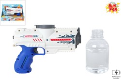 Pistola de agua eléctrica con botella 18cm blanco/azul juguete Sun Fun