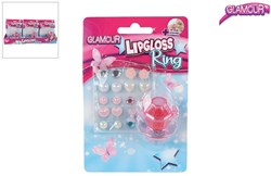 Anillo de brillo labial y pegatinas de pendientes - set de glamour para niños
