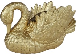 Escultura cisne oro polystone figura decorativa 28x13x16cm juguete
